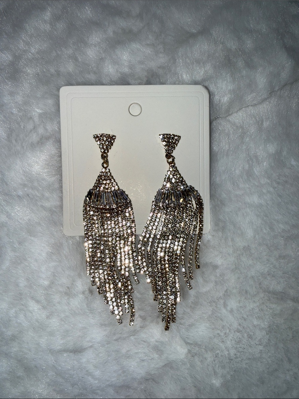 Sparkling Silver Fringe Dangle Earrings
